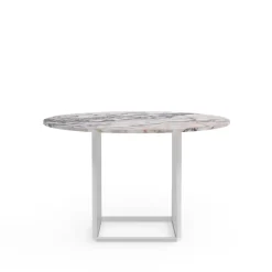 Florence round dining table, White viola marble. ø120 cm. white stand