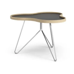 Flower table 62x66 cm, 45 cm, Black-oak edge-chrome base