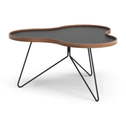 Flower table 84x90 cm, H45-black-walnut edge-black stativ