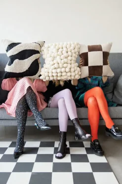 Fluffy cushion 50x50 cm, Black-beige