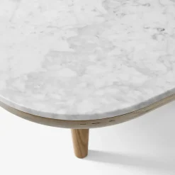 Fly table Sc4, Light oiled oak + white marble