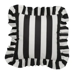 Garden Glory Outdoor cushion with frill 45x45 cm, Black-white