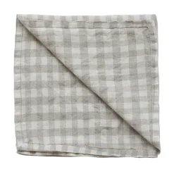 Gingham checkered linen napkin 45x45 cm, Natural