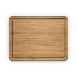 Green tool bamboo cutting board with groove, 39x28 cm