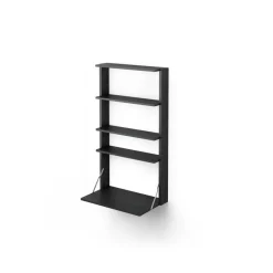 Gridlock - M1-A4-0-D shelf with writing table, Black stained Ash