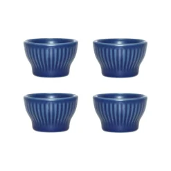 Groovy egg cup 4-pack, Blue stoneware