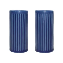 Groovy salt- and pepper cellar, Blue stoneware