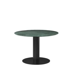 Gubi 2.0 dining table, Marble green. ø110. black stand