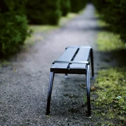 Haga bench, Mahogany oil, raw aluminum stand