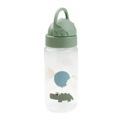 Happy Clouds bottle with straw, Green