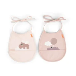 Happy Clouds Tiny bib 2-pack, Powder