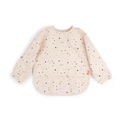 Happy Dots bib with sleeves, Powder