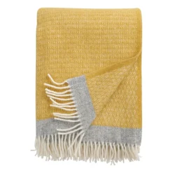 Harald wool throw 130x200 cm, Yellow-grey