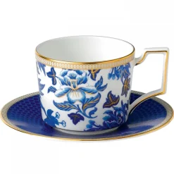 Hibiscus teacup with saucer, floral