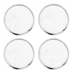 Hilke Collection coaster 4-pack, White marble-nickle plated brass