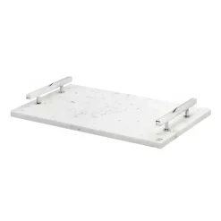Hilke Collection tray 40.5x25.5 cm, White marble-nickle plated brass