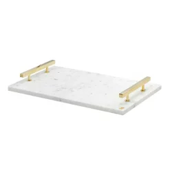 Hilke Collection tray 40.5x25.5 cm, White marble-solid brass