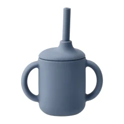 Idun mug with silicone straw 120 ml, Blue