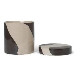 Inlay storage jar Ø14.5 cm, Sand-brown
