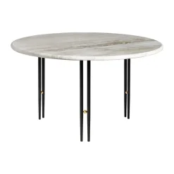 IOI coffee table, Rippled beige-black stand Ø70 cm