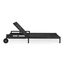 Jack outdoor sunbed black stained teak, Excl. cushion