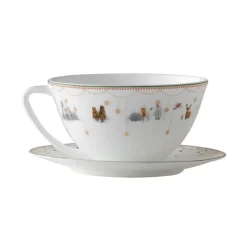 Julemorgen Story teacup with saucer, White-multi