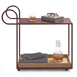 Julius serving trolley, Red, oak tray
