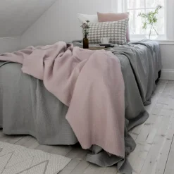 Kimono bed spread 139x260 cm, dusty rose (pink)