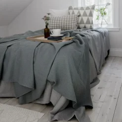 Kimono bed spread 260x260 cm, dusty petrol