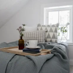 Kimono bed spread 139x260 cm, dusty petrol