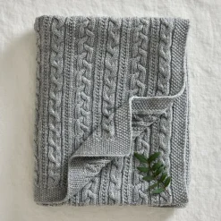 Knitted merino wool baby blanket 80x100 cm, Light grey