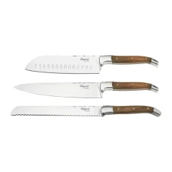 Laguiole By Hâws chef's knife set with cutting board 4-piece, Olive wood-stainless steel-bamboo