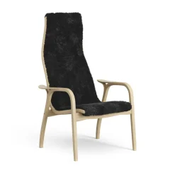 Lamini children's arm chair laquered oak/sheep skin, Black (black)