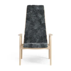 Lamini children's arm chair laquered beech/sheep skin, Charcoal (dark grey)