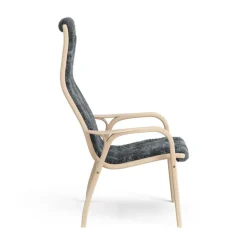 Lamini children's arm chair laquered beech/sheep skin, Charcoal (dark grey)