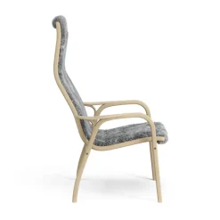 Lamini children's arm chair laquered oak/sheep skin, Scandinavian Grey (grey)