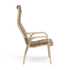 Lamini children's arm chair laquered oak/sheep skin, Sahara (nougat brown)