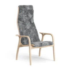 Lamini children's arm chair laquered beech/sheep skin, Scandinavian Grey (grey)