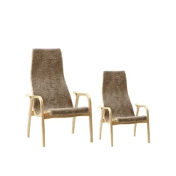 Lamini Children's armchair, Sheepskin espresso, oiled oak