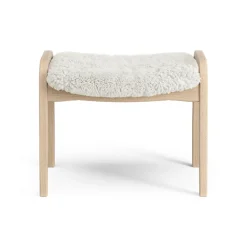 Lamini children's foot stool laquered beech/sheep skin, Off white (white)