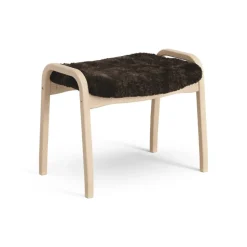 Lamini children's foot stool laquered beech/sheep skin, Espresso (brown)