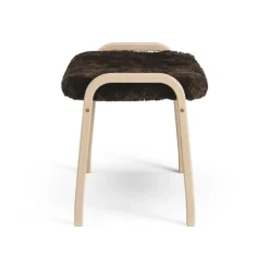 Lamini children's foot stool laquered beech/sheep skin, Espresso (brown)