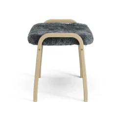 Lamini children's foot stool laquered oak/sheep skin, Charcoal (dark grey)