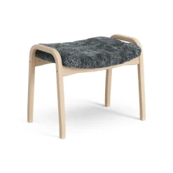 Lamini children's foot stool laquered beech/sheep skin, Charcoal (dark grey)