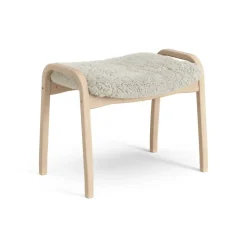 Lamini children's foot stool laquered beech/sheep skin, Moonlight (beige)