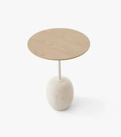 Lato side table LN8, Lacquered oak-Crema diva marble