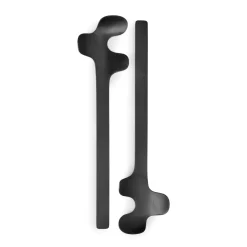 Leaf salad servers, Brushed Black