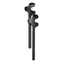Leaf salad servers, Brushed Black