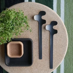Leaf salad servers, Brushed Black