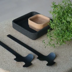 Leaf salad servers, Brushed Black